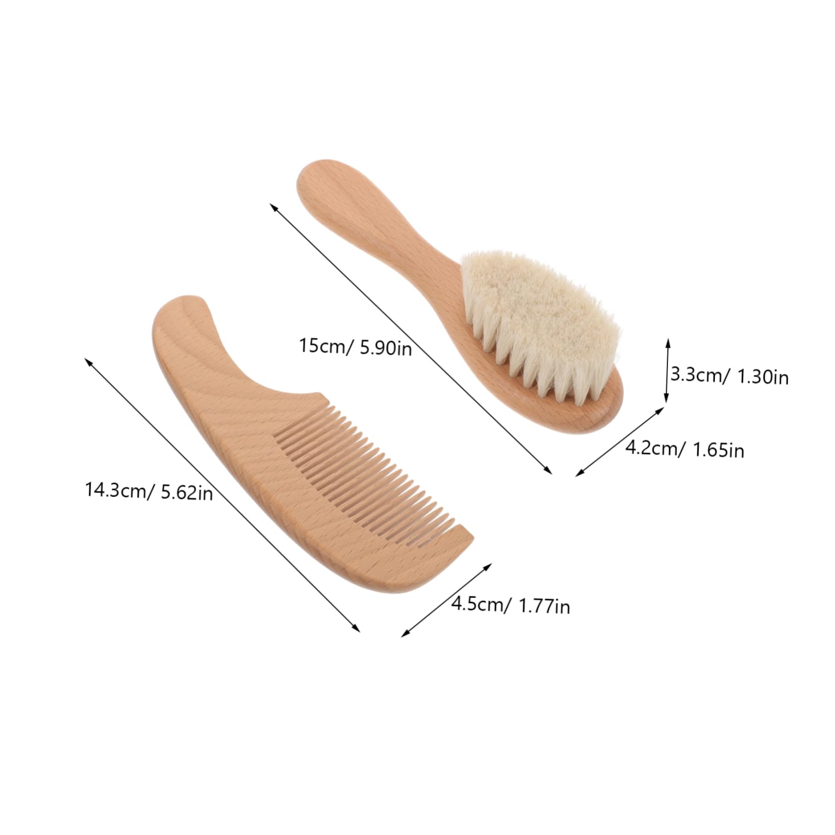 KOMBIUDA Infant Bath Brush Set Baby Brush Grooming Tool Baby Head Scrubber Soft Hair Comb Wooden Handle
