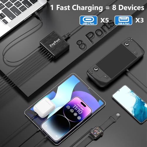 360W USB C Charging Station - 8 Ports Fast Charger Block - image 5