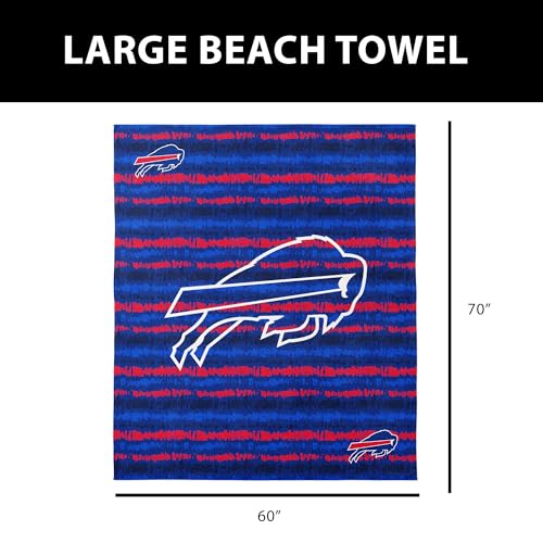 Image of Northwest NFL Buffalo Bills Oversized Microfiber Beach Towel, 60 x 70 Inches - Quick Dry, Sand Resistant, Lightweight, Highly Absorbent, Shibori Design
