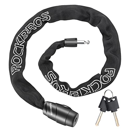 ROCKBROS Bike Chain Lock, Heavy Duty Anti Theft, 3 Ft Long, 5mm Thick Bicycle Lock with Key Set, Cut...