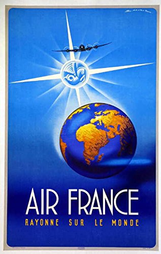 Affiche Air France Maurus 1948 Idée Cadeau Idéale Passionné Aviation 50X70
