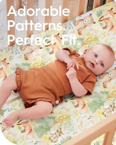 Image of Crib Sheets Netural for Girls Boys, Premium Soft Crib Mattress Fitted Sheet, Ultra Breathable Baby Sheets, Super Stretchy Baby Bed Sheets 28x52x9 Extra Deep Pocket