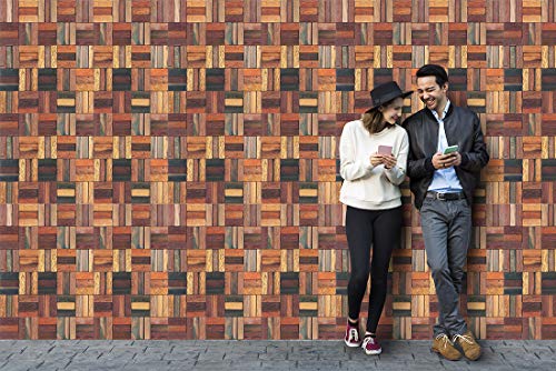 Image of DWELLSINDIA Checkered Wood Self Adhesive Wallpaper Waterproof, Scratch Resistant, Laminated 41cm x 244cm