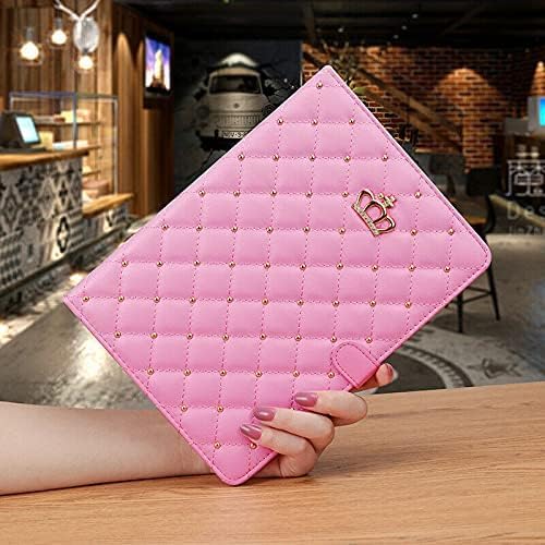 for iPad Air 13 Inch Case M3 2025/M2 2024, iPad Pro 12.9 (6th/5th/4th Gen 2022/2021/2020),Cute Crown Rhinestone Elegant PU Leather Auto Sleep/Wake Stand Protective Case for iPad Air 13", Pink thumbnail