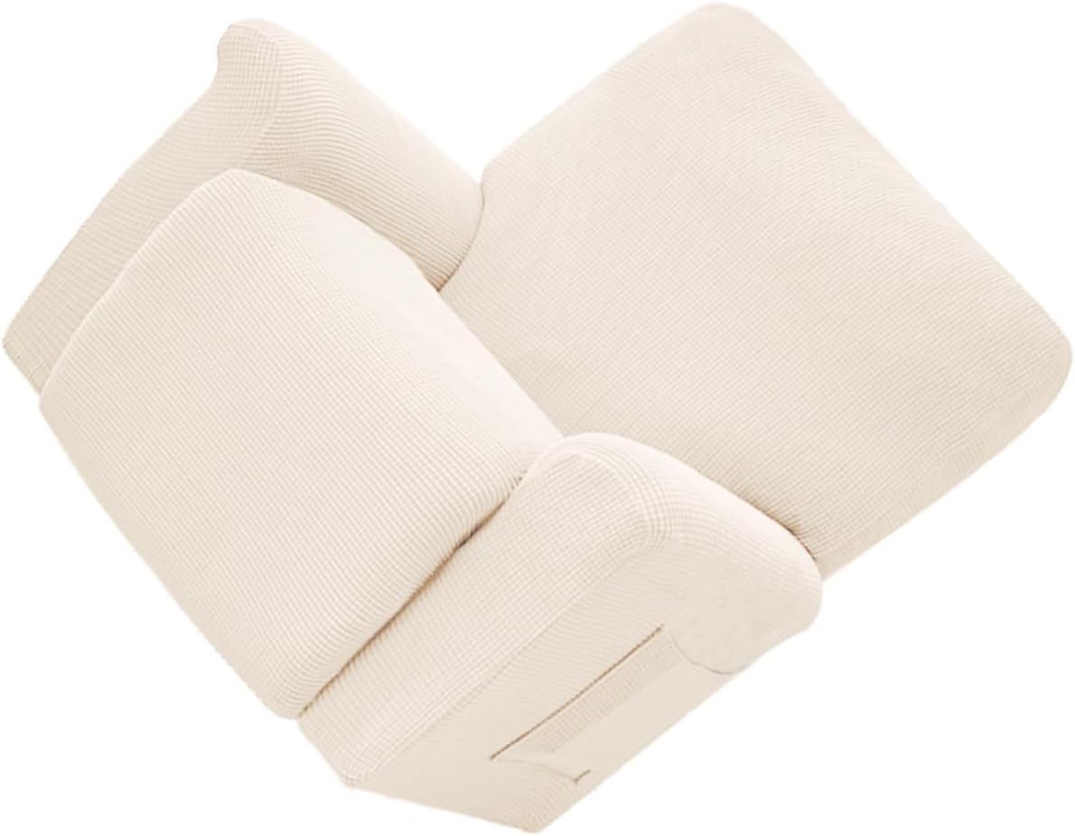 BESPORTBLE Elastic Non-Slip Armchair Cover White Plush Fleece Massage Sofa Slipcover All-Around Protective Cover for Home Recliner Chairs
