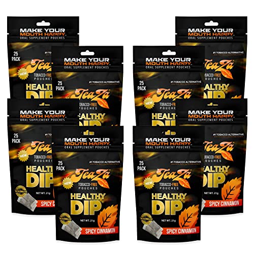 Teaza Energy Pouches, Smokeless Tobacco Alternative Snuff Healthy Dip with Extra Kick of Spice for Smooth Energy (8 Pack) Tobacco Free Nicotine Free - Spicy Cinnamon (8 x 25 Pouch Pack) Teaza Energy Pouches, Smokeless Tobacco Alternative Snuff Healthy Dip with Extra Kick of Spice for Smooth Energy (8 Pack) Tobacco Free Nicotine Free - Spicy Cinnamon (8 x 25 Pouch Pack)