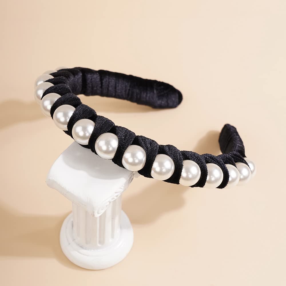 Amazon.com : Wiwpar Pearl Headbands Velvet Hair Hoop with  display picture 1