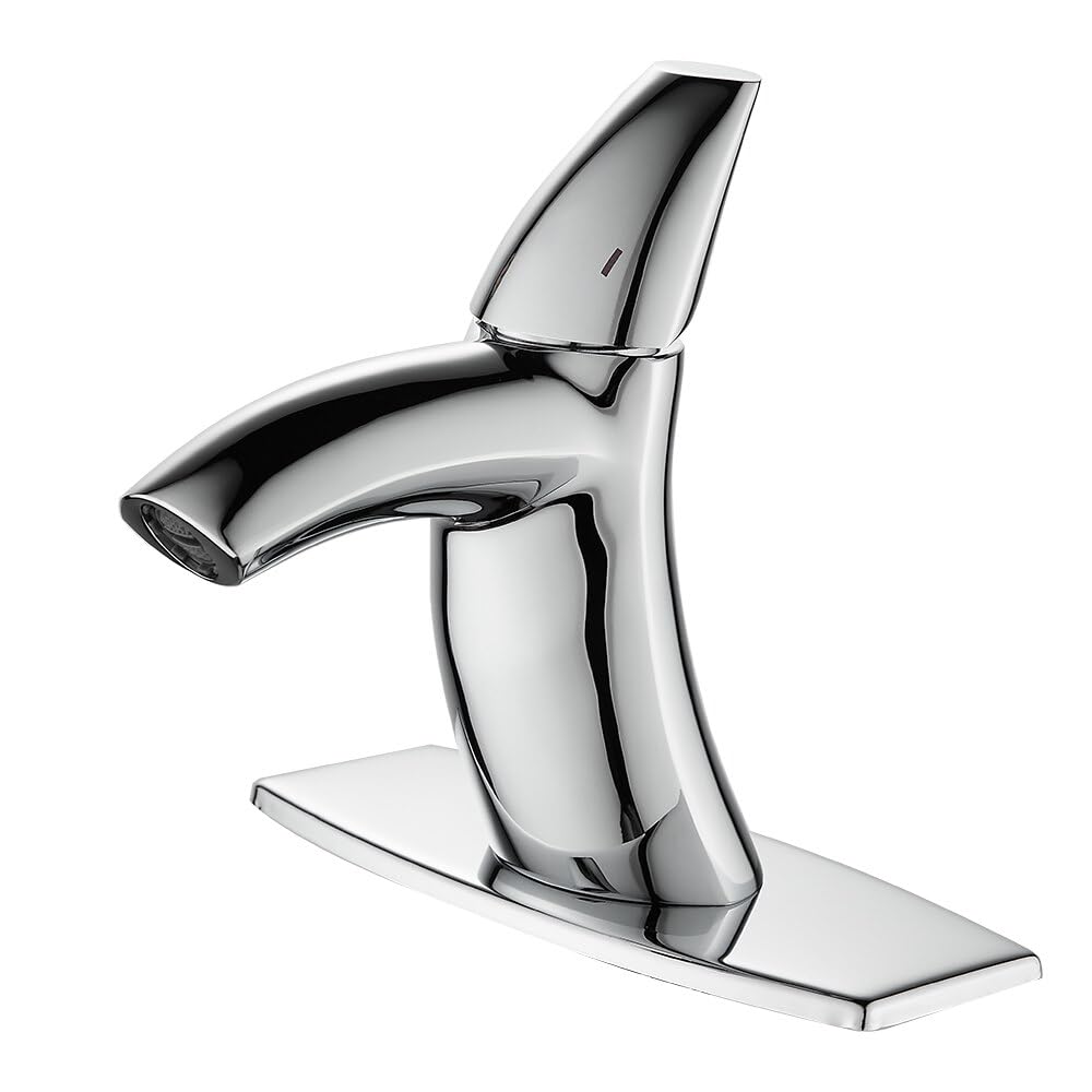 Mitigeur eau chaude froide fin en chrome avec plaque pour évier de salle de bains