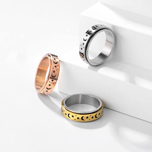 Miniatura 2 de Anillos hechos a mano apilables para la ansiedad con cuentas, anillos para aliviar el estrés para mujer, anillos giratorios de plata de ley