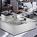 ROVSUN 22.8QT Commercial Deep Fryer with Baskets & Lids, 21.8L Stainless Steel Electric Double Fryer, Countertop Kitchen Frying Machine w/Temperature Control, French Fries Donuts 3400W