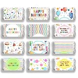 arricraft 120 Pcs Happy Birthday Mini Candy Bar Wrappers, Cartoon Cake Dot Balloon Ribbon Chocolate Bar Label Stickers Self Adhesive Stickers for Birthday Party Favors(No Candy)