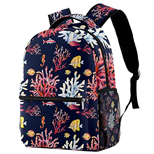 Sac à dos poissons tropicaux anti-fuite avec poche gourde pour le campus