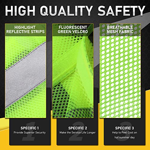 Unittype 30 Pack High Visibility Vest Reflective Safety Vest Hi Vis Mesh Vest Adjustable Size For Men Women Outdoor Works(Green) #TOP2