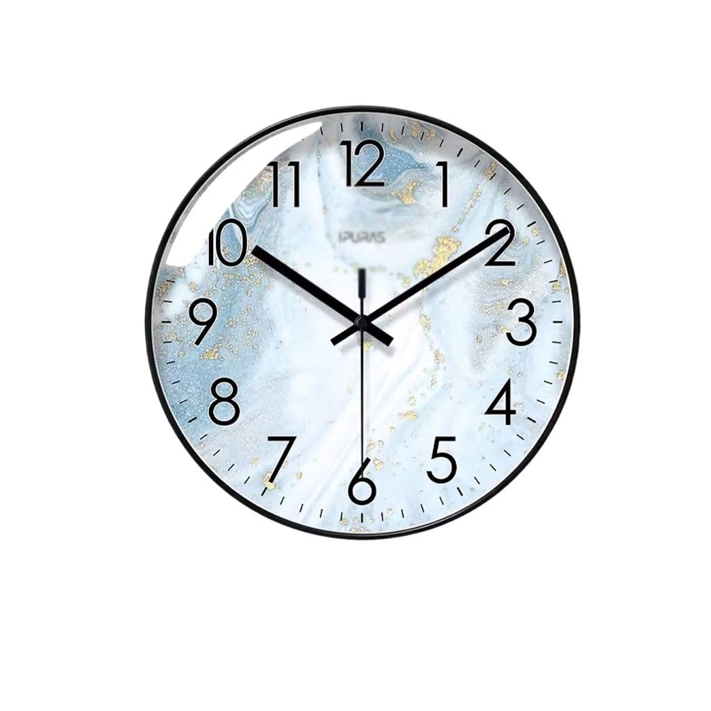 Texture Clock Wall Clock Living Room Silent Sweep Second Quartz Clock(A)