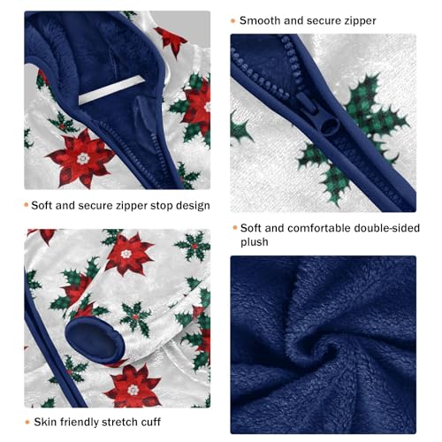 CaTaKu Boys Fleece Jacket Zip Up Hoodie Buffalo Poinsettia Christmas Toddler Kids Fall Winter Jacket for Boys 3-10Y3