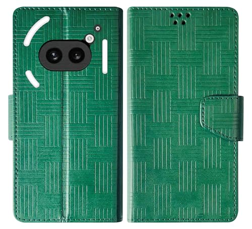 Image of SBMS Flip Cover for Nothing Phone (2a) 5G Back Cover Case with Magnatic Closure | Genuine Leather Finish | Inbuilt Stand | Card & Money Pocket (Mat Green)
