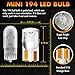 Alopee 30-Pack Mini 194 Led Light Bulb White Acrylic T10 Wedge Led Bulb DC 12V Replacement for 168 193 198 2825 W5W Car Instrument Panel Light License Plate Marker Lighting