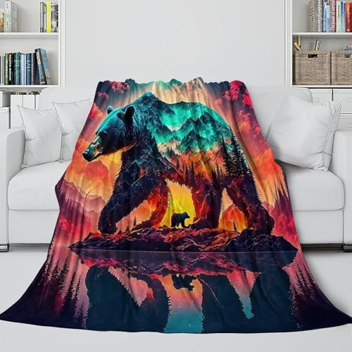 Couverture ours peluche 3D microfibre chaude pour canapé