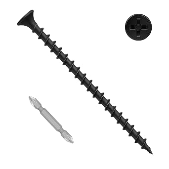 #8 x 2 Inch Wood Screws, Black Drywall Screws, Coarse Thread, Phillips Head Drive, Self-Tapping for Wood Studs & Drywall, 100 PCS