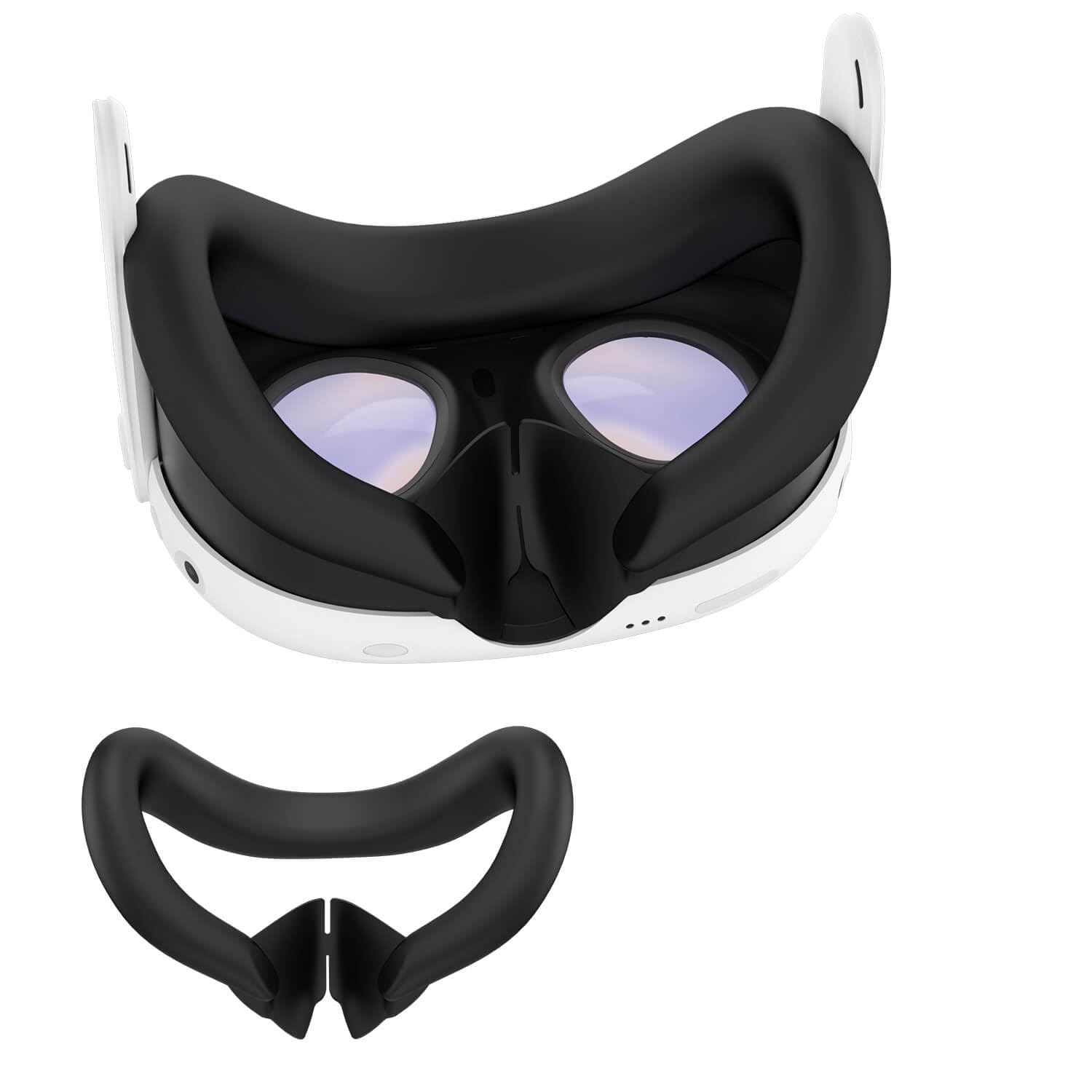 RGEEK Upgraded Silicone Face Cover fo Quest 3, Nose Pad, Sweat-Proof Lightproof Non-Slip Washable Face Pad Cover for Quest 3 Accessories (Black)