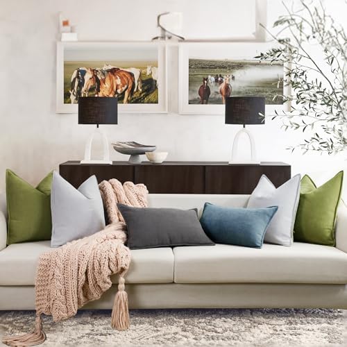 ZWJD Olive Green Pillow Covers 16x16 Set of 2 Chenille Throw Pillow Covers with Elegant Design Soft and Luxurious Decorative Throw Pillows for Couch, Bed, and Home Decor