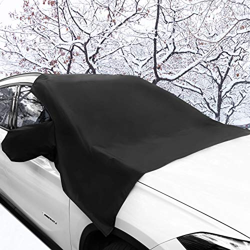 Car Snow Cover, Windshield Sunshade for Car Windscreen Winter Cover with Mirror Covers for Ice, Snow, Frost, UV Protection, Extra Large Size Fits for Most Vehicles