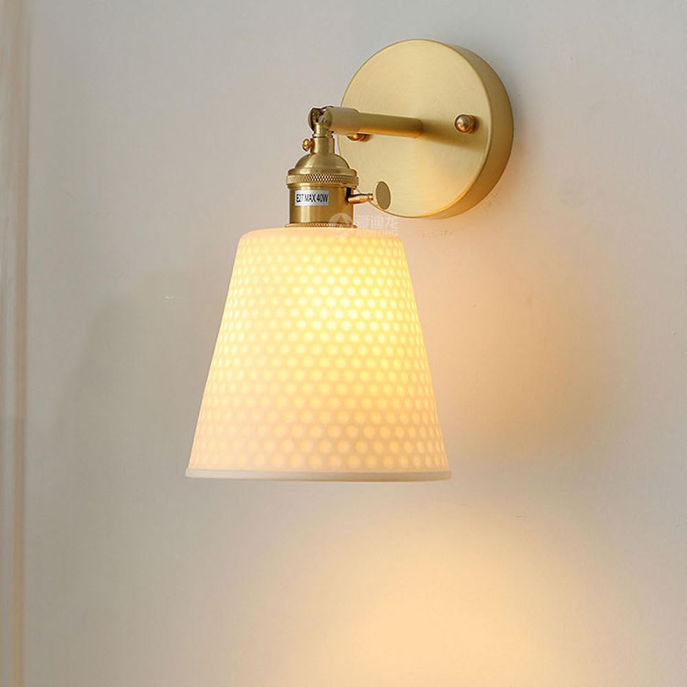 Lámpara de pared para pasillo y dormitorio con acabado de cerámica y vidrio