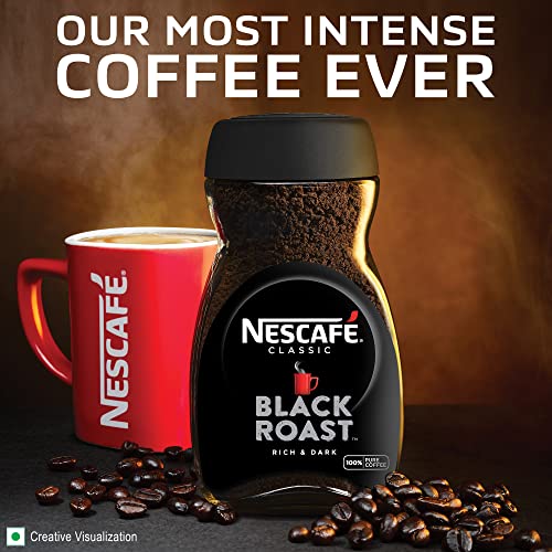 Image of Nescafe Classic Black Roast Instant Coffee, 200g Jar, Rich & Dark | 100% Pure Soluble Coffee Powder (Pack of 2)