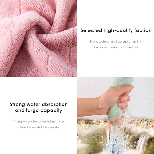12 Pieces of Coral Velvet Rags, Kitchen Cleaning Cloths, Microfiber Cloths, Absorbent and Oil-Removing Rags, Reusable Dish Towels, Double-Sided Scouring Pads - Image 5