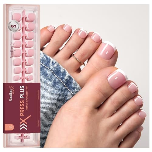 Beetles French Tip Toenails - 252 Pcs Short Square Press On ToeNails