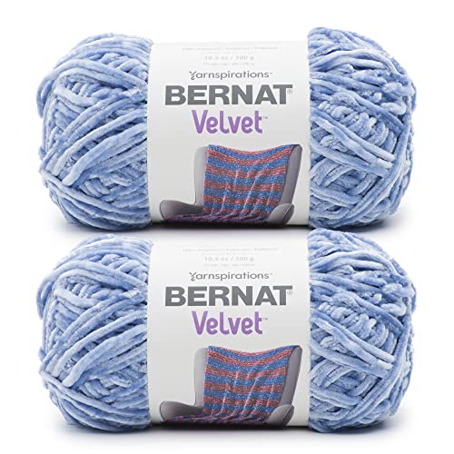 Image of Bernat Velvet Smokey Blue Yarn - 2 Pack of 300g /10.5oz - Polyester - 5 Bulky - 315 Yards - Knitting /Crochet