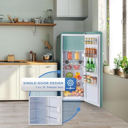 Unique Appliances UGP-230L T Classic Retro 8 cu./ft. Storage Capacity, Energy Certified Apartment Fridge with Freezer, AC Refrigerator, Ocean Mist Turquoise