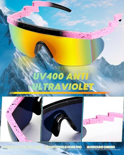 Image of Frienda 3 Pairs 80s Retro Sunglasses Semi Rimless Zigzag