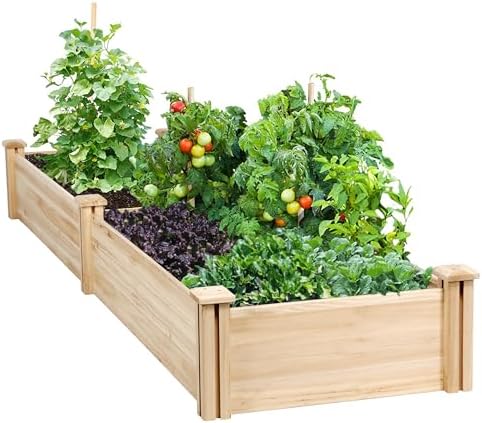 Yaheetech 8×2ft Wooden Horticulture Raised Garden Bed Divisible E...