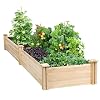 Yaheetech 82ft Wooden Horticulture Raised Garden Bed Divisible Elevated Planting Planter Box for FlowersVegetablesHerbs in BackyardPatio Outdoor Natural Wood 95 x 25 x 11in