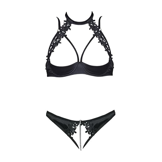 Conjunto De Sujetador Provocativo Con Tanga Sin Entrepierna En Oferta Cottelli Lingerie Conjunto De Sujetador De Estante Para Mujer Black 85B/L