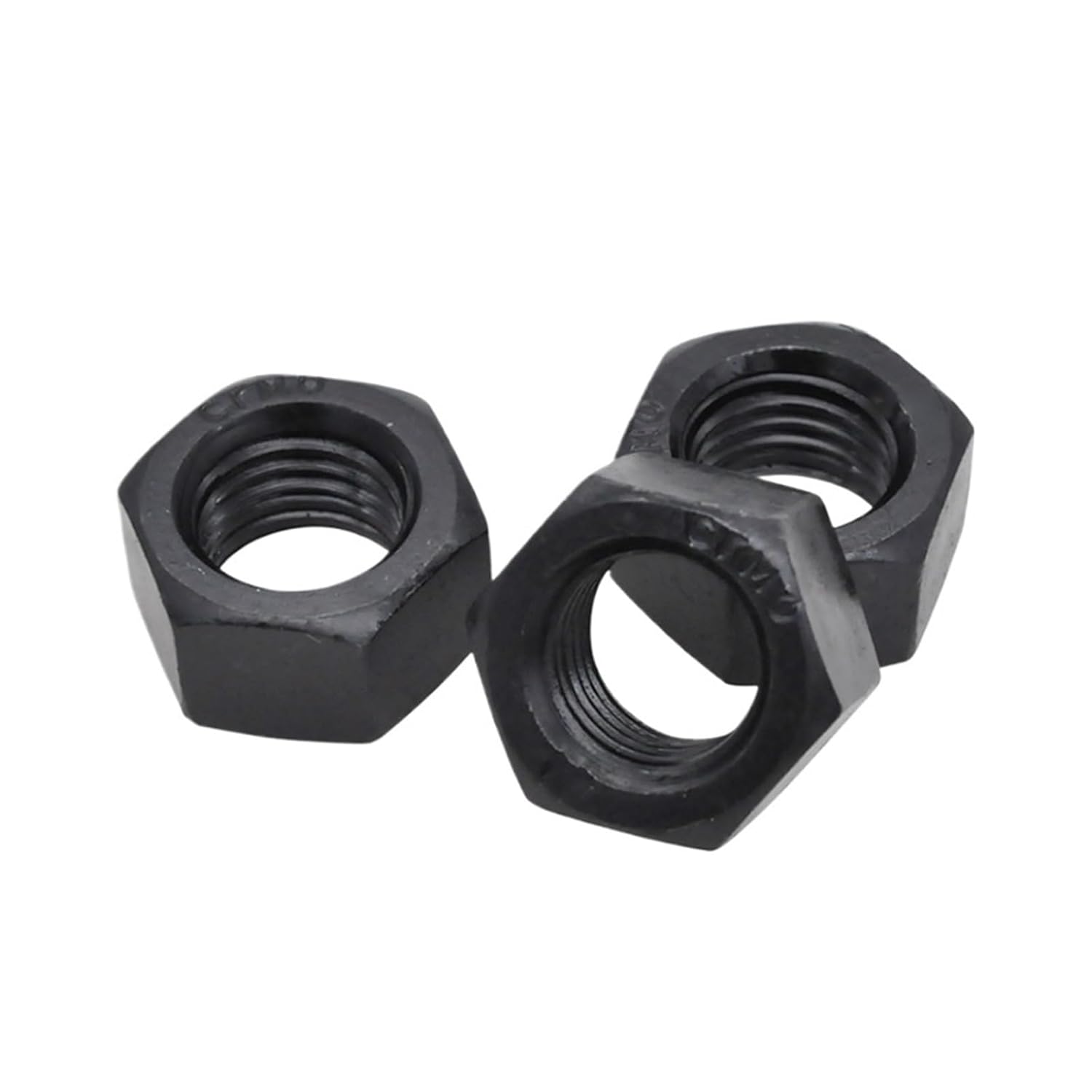 Left Hand Thread Hex Nut Carbon Steel Black and White Fine Metric M3 M4 M5 M6 M8 M10 M12 M14 M16 M18 M20(White,M3x0.5 (50pcs))