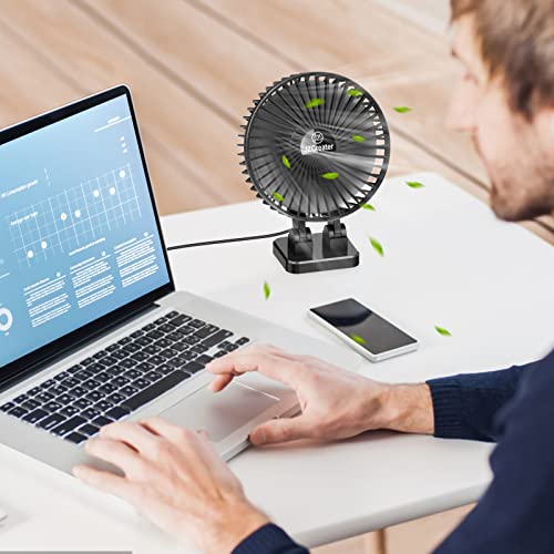 Jzcreater Usb Desk Fan, Mini Fan Portable, 3 Speeds Desktop Table Cooling Fan, Plug In Power Fan, Rotation Strong Wind, Quiet Personal Small Fan For Home Desktop Office Travel, 5Inch, Black #TOP1