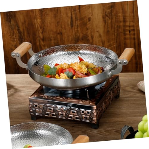 Sartén Wok de Acero Inoxidable con Mango de Madera miniatura 4