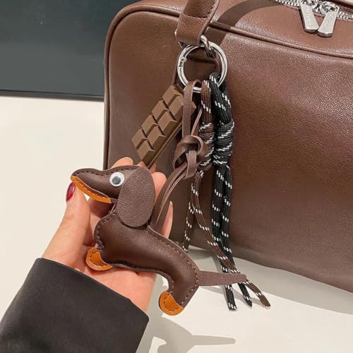 Porte-clés teckel en cuir pour retrouver ses clés facilement dans son sac