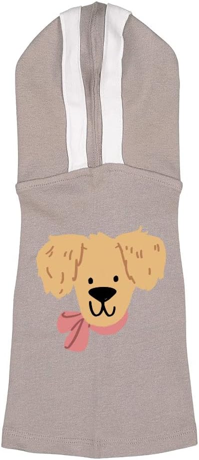 Cute Design Dog Shirt with Hoodie - Dog Face Dog Hoodie - Printed Dog Clothing - Gray White, XL