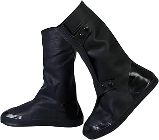 Lonimia Waterproof Shoe Covers Outdoor: 1 Pair Black Long Boot Covers XL (38/39) Rain Overshoes for Women Men
