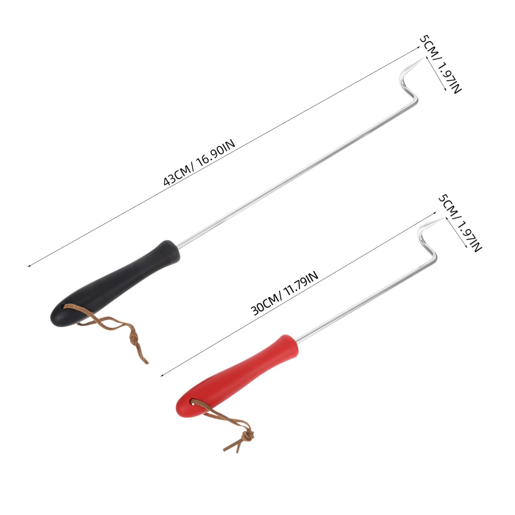 Balacoo 2pcs Meat Hook Turner: Stainless Steel Food Flipper Hooks With Plastic Handle Bbq Accessories For Grilling Flipping Turning Outdoor Indoor Cooking