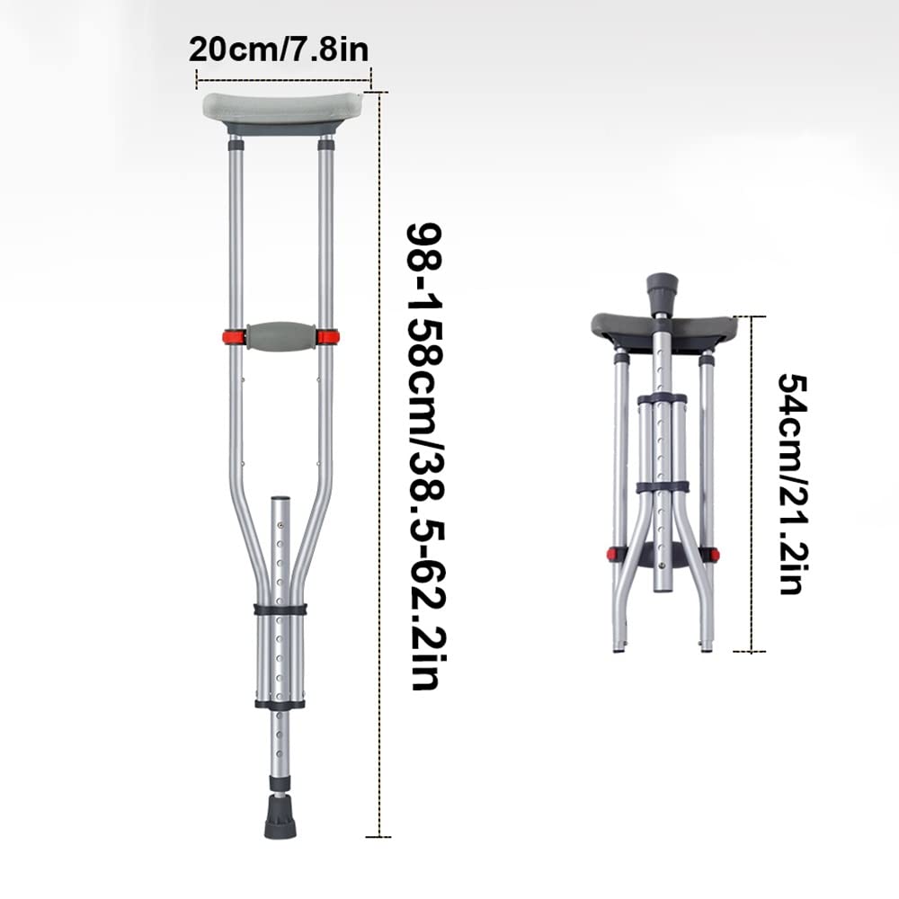 Kule dla dorosłych Aluminiowe kule przedramienne pod pachami, kule pachowe, wsporniki uchwytów pod pachami z regulacją wysokości, łożysko 150 kg, gumowe nóżki, pomoce w poruszaniu się dla osób