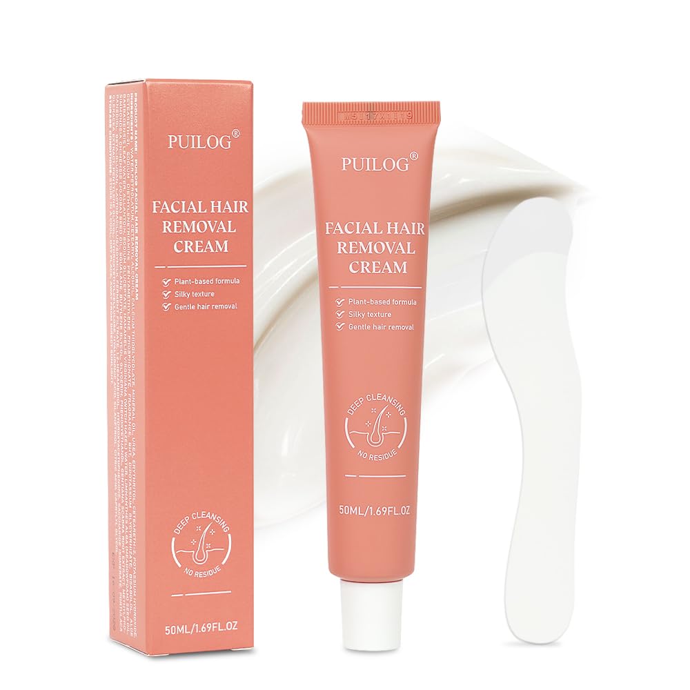 Facial Hair Removal Cream for Women, Painless Depilatory for Upper Lip & Chin, Sensitive Skin Formula with Soothing Care, Fast 5-Min Hair Remover, Smooth Skin Lasting Results