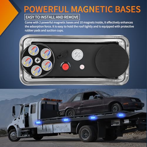 Image of Nilight 2PCS Blue Strobe Magnetic Lights Surface Mount Waterproof | Portable Warning Hazard Light 42LED 5 Patterns for 12V 24V Off Road Eergency Vehicles