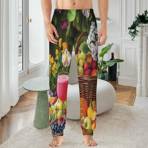 Flowers Fruits Men's Pajamas Pants Lightweight Sleep Lounge Pant Pjs Bottoms Casual Sleepwear2