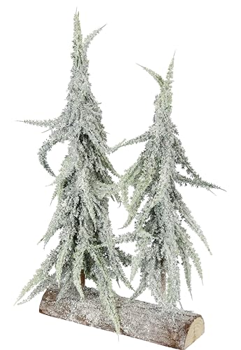 Künstlicher mini Tannenbaum geeist und beschneit auf Holzfuß...