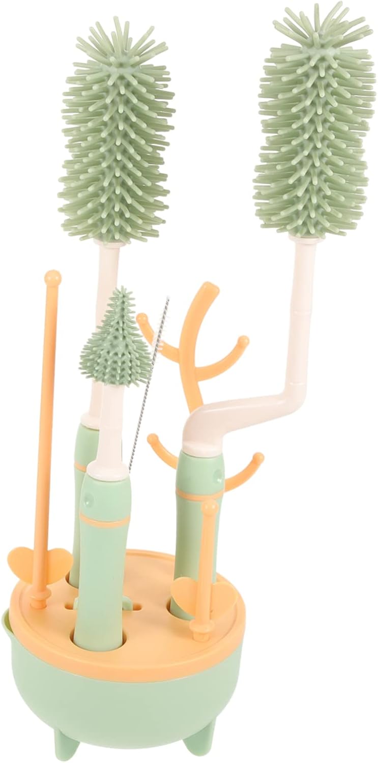 Long Handle Bottle Brush for Wine Bottles and Coffee Cups, Green