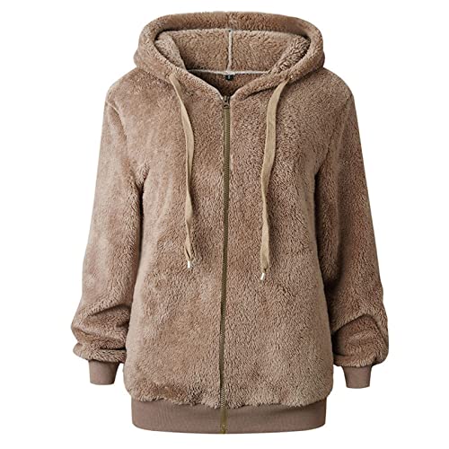 Uodsvp Fall Jackets For Women, Winter Clothes Women, Women's Coats Black Puffer Jacket Fashion Hooded Sweatshirt Coat Warm Zipper Pockets Cotton Coat Outwear Clothing Quilted Coat Plus (Xxl, Khaki-3) #TOP1
